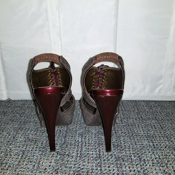 🔴 FINAL OFFER - COLIN STUART VS Burgundy Plaid Bootie Work Heels - Picture 3 of 6